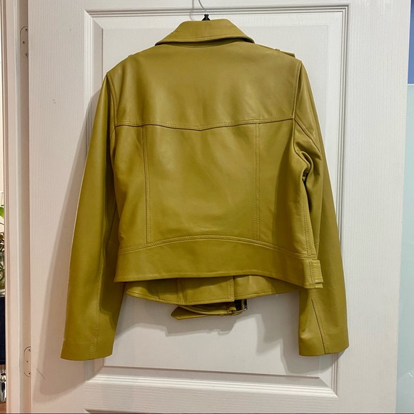 SOIA & KYO Women’s Biker Jacket, Leather, size XL, Mustard, NWT - Picture 3 of 3